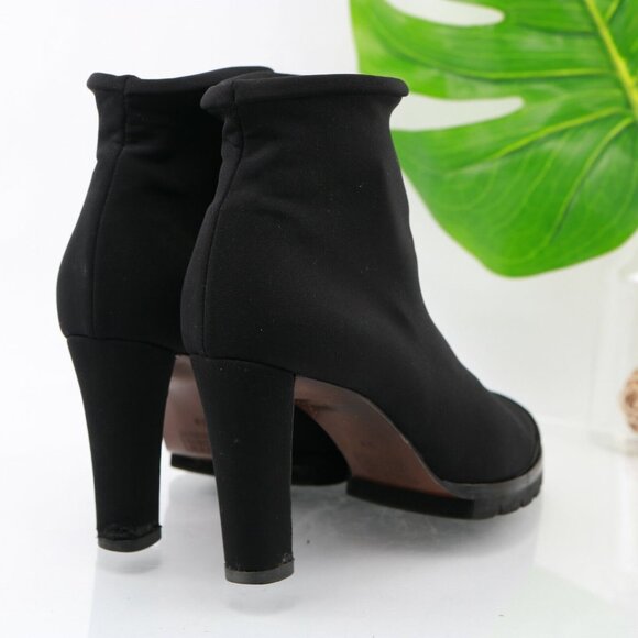 Walter Steiger Womens Boot Size 39 8 Black Neoprene Chunky Lug Sole Block Heel - Picture 5 of 12